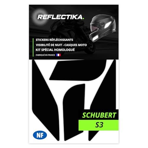 Kit Spécial Autocollants Stickers Réfléchissants pour Casque Moto Schuberth S3 - Adhésif Noir de Signalisation Homologués Normes Française - Visibilité...