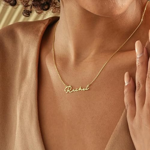 Yofair Custom Name Necklace Personalized 18K Gold Plated Nameplate Pendant Gift for Women3