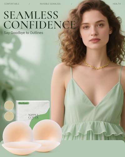 Buthaor Nippelpads - Nipple Covers für Frauen - 4 Stück Silikon Nippelabdeckung Ultradünne - Wiederverwendbar & Unsichtbar Brustwarzenabdeckung 8,5cm