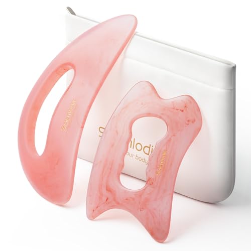 Image of Scienlodic 2 Pcs Large Body Gua Sha Massage Tools (Pink, Resin) - Muscle Scraper for Back, Neck, Waist & Legs, Muscle Relaxation, Soothe Tension