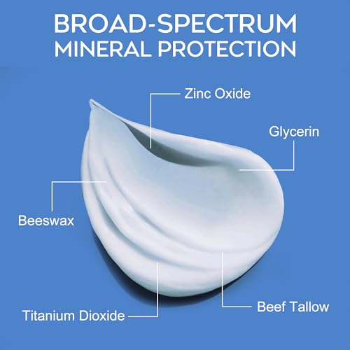 Image of Beef Tallow Sunscreen SPF 50: Face Sunscreen with Zinc Oxide Sunblock, Hypoallergenic Non-Greasy Fragrance-Free Formula All Skin Types Women and Men 2 OZ