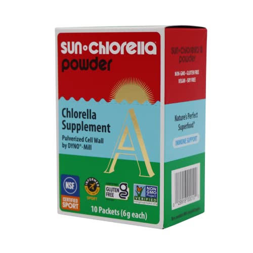 Sun Chlorella Twice As Nice Bundle 2Ct 500Mg Whole Body Wellness Green Algae Superfood Supplement 600 Tablets Plus Powder Green Algae Superfood Supplement 10X6G Packets #TOP2
