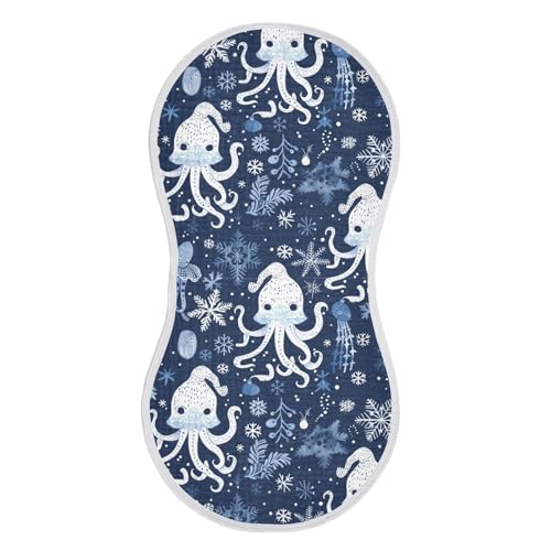 Soft Colors Indigo Squid Winter Cotton Burp Cloth Soft and Absorbent Cloths spit up rag for Gender Neutral Set of 2, 22x11in2