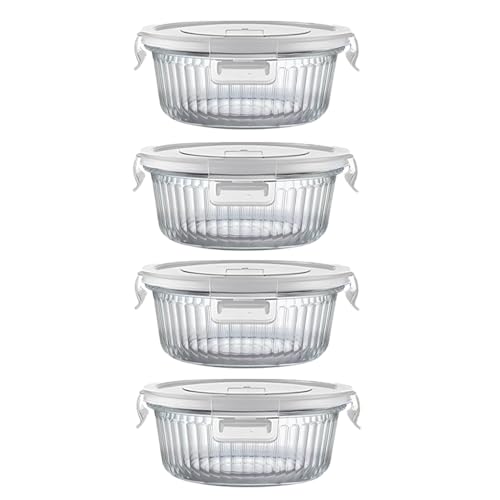 Image of H.JSS WDJS 1.5 cup Round Glass Food Storage Containers with Lids, 12oz Small Glass Meal Prep Containers set, Heat-Resistant BPA-Free Round food bowl for Leftover. Microwave, Dishwasher & Freezer Safe