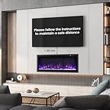 TANGZON 36"/91cm Electric Fireplace, Wall Mounted Recessed Freestanding Fireplace Heater with Log & Crystal Decor, 9 Flame Colors, 5 Brightness, Remote Control, 8H Timer & Thermostat, 750W/1500W - Image 9