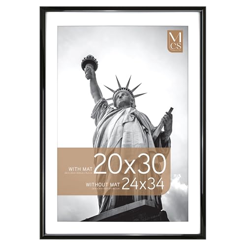 Image of MCS Trendsetter Poster Frame With Mat Option, 24x34 Matted to 20x30, Black | Trendsetter Poster Frame For Photos, 24x34 Inch, Displays 20x30 Inch Matted Or 24x34 Unmatted, Black, 1-Pack