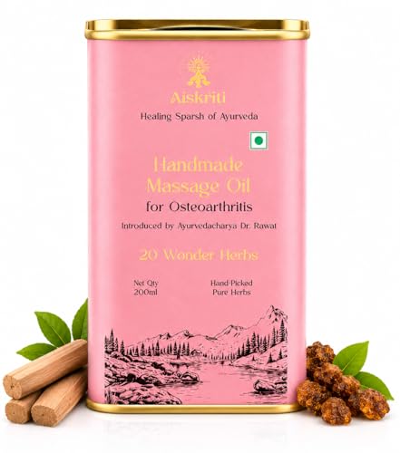 Image of Ayurvedic Handmade Massage Oil For Osteoarthritis - 200 ml, 20 Wonder Herbs, Helps to Cure Neuromuscular Diseases, Improve Cartilage, Muscles & Nerves, Sprain & Traumatic Injuries, 200 ml