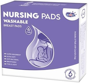 AHC Zikku Ultra-Soft Reusable Nursing Breast Pad for Feeding Mothers 6 Pads, New Mom Gifts, Light Weight Washable Nursing Pads for Bra, Eco-Friendly and Comfortable Breast Pad