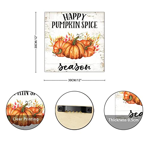 Panneau en bois Happy Pumpkin décoration murale rustique feuilles d'érable