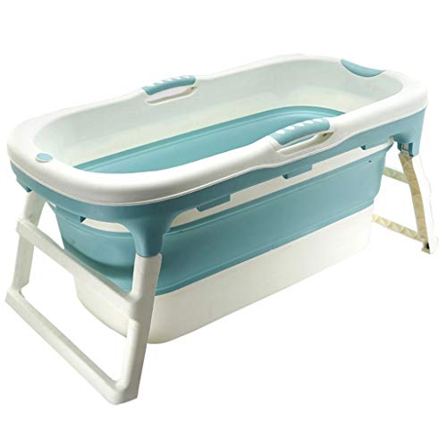 Foldable Plastic Adult Bathtub Portable Bath Barrel Foldable Available Throughout The Family With Carrying Handle 113X59X53Cm (Color : Blue) #TOP10