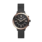 Fossil Women's 36mm Jacqueline Stainless Steel Mesh Hybrid Smart Watch, Color: Rose Gold/Black (Model: FTW5030)