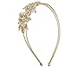 Lux Accessories Gold Tone Crystal Rhinestone Floral Flower 2 Row Coil Headband