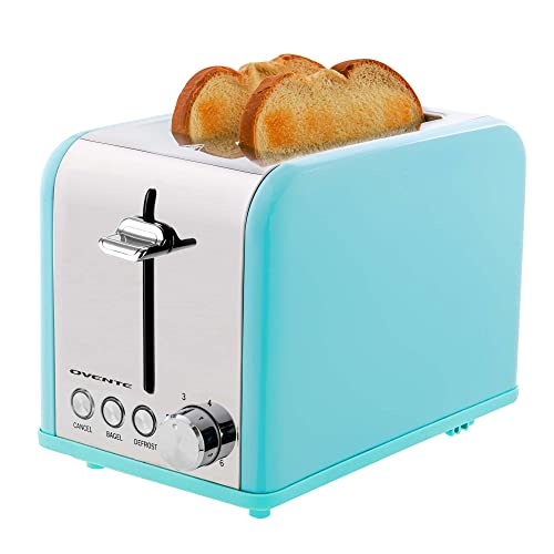OVENTE Tostadora Eléctrica 2 Rebanadas 825W 6 Niveles de Tostado Turquesa TS2450T