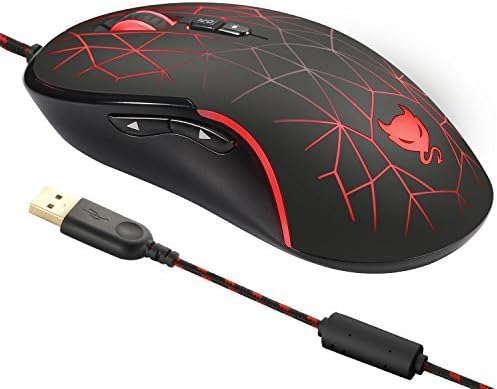 Wired Gaming Mouse Optical 4000 DPI with 7 Programmable Buttons, RGB USB Computer Mice Mouse for PC Laptop iMac Tablet - Cobwebbing