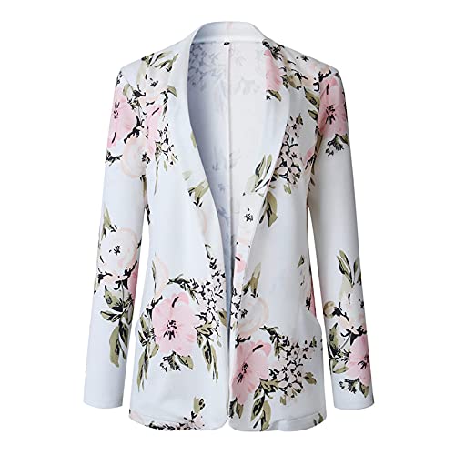 Jas met lange mouwen voor dames, kantoor, business, jas, cardigan, blazer, extra lang, van linnen, bedrukt, bloemenmotief, ademend, zomercadeau voor verjaardag S-3XL - Image 3