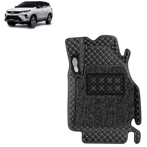 Image of KINGSWAY Accessories Premium 7D Car Floor Mats Only Compatible with Toyota Fortuner (Manual Transmission) Year 2021 to 2025, Set of 4 Pcs, 100% Waterproof & Washable 7D Car Foot Mats, Classic Black