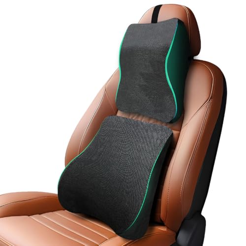 Image of Trajectory Car Neck & Back Pillow Combo with ADVANCEDX Memory Foam | GRIDMATRIX Fabric for Superior Comfort, Spine Alignment & Neck Pain Relief | Premium Lumbar Support for Long Rides - Black