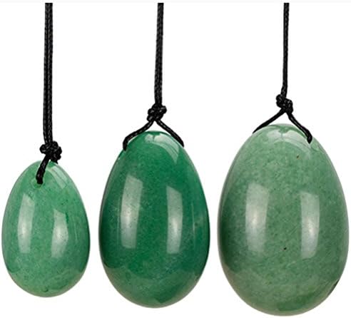 TOP-VRA Yoni Eggs Jade Eggs Stone Massage Stone 3PCS Natural Chakra Healing Yoga Exercise Eggs to Train PC Muscles for Women Exercise- (Green Aventurine)