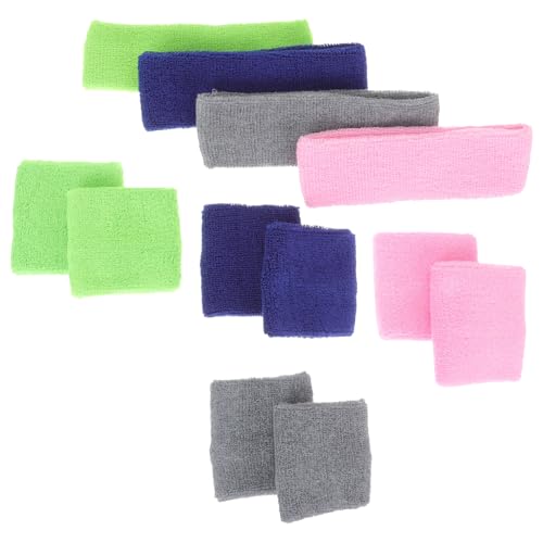 Bandeaux et bracelets de sport pour enfant - Lot de 4 sets extensibles et absorbants