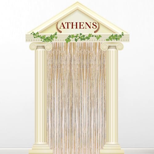Large Greek Party Porch Banner Roman Pillar Door Decoration Medieval Renaissance Wall Photo Backdrop Mythology Themed Decor for Birthday Wedding Wall Outdoor Party Supplies