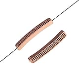 Zircon - Cuentas de metal chapadas en oro de 18 quilates, diseño ovalado, cubo cuadrado, barra de tubo curvado