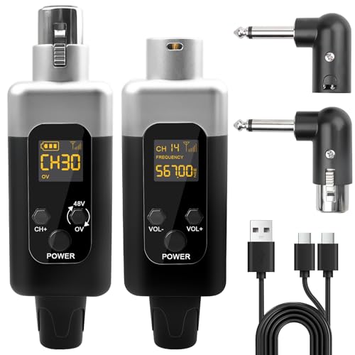 Behogan Mikrofon Sender Empfänger, Mikrofon Wireless Sender Empfänger, Tragbarer Adapter Kabelloses Funkmikrofon-Adapter für Dynamisches Kondensatormikrofon für Bühne & Vorträge