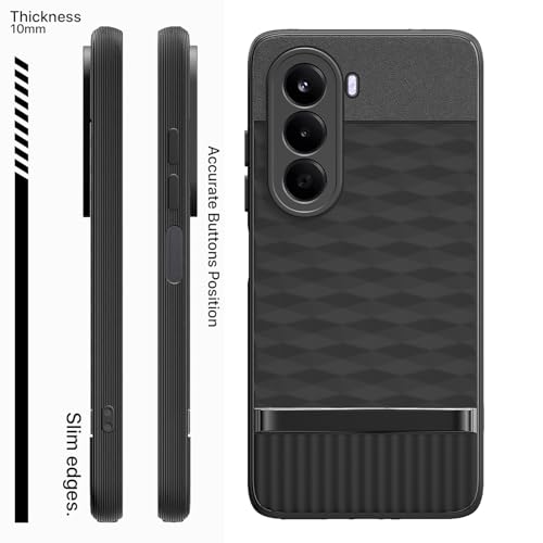 Image of Pikkme Back Cover for OnePlus Nord CE 6 Lite 5G Camera Protection 3D Hexa Cube Design Silicone Protective Bumper Case (Black)