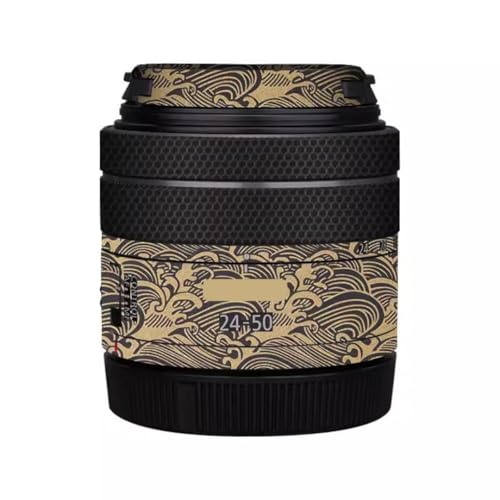 RF 24-50 4.5-6.3 レンズキャップスキン 傷防止 カメラステッカー に適合する Canon RF 24-50mm F4.5-6.3 保護ラップフィルムプロテクターデカール(ウェーブゴールド)