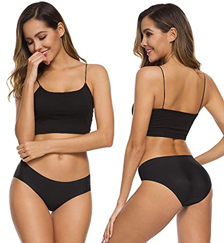 Rhyff Seamless Underwear For Women Breathable Silky Bikini Panties No Show Hipster Soft Stretch Invisible Panty 6 Pack(R381L-Leopard) #TOP2