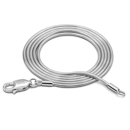 Women 925 Sterling Silver Magic Snake Chain Necklace- Men 1.2MM Solid Snake Chain Flexible Choker 16