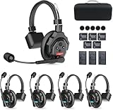 Wireless Intercom Headset, XTALK X5 2.4GHz Vollduplex Kabelloses Kommunikationssystem 24H 350M für...