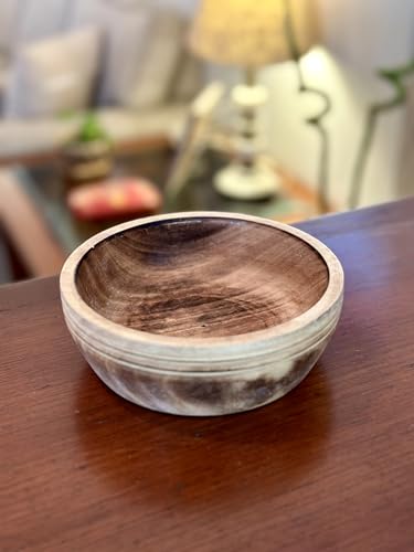 Beautiful Handmade 6x2 cms, Decorative Mango Wood Snack Serving Bowl For Dry Fruits Chips Coffee Table Countertop Display Key Bowl Tableware Kitchen Living Room Home Decor Accents Dinnerware (Antique) - Image 2