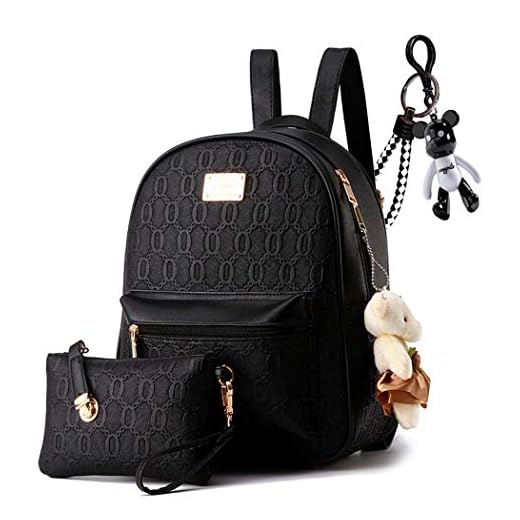 AINUOEY Mujer Bolsos Mochila Vestir Antirobo Pequeña Casual Bandolera Cuero Hombro Piel de PU Fekete