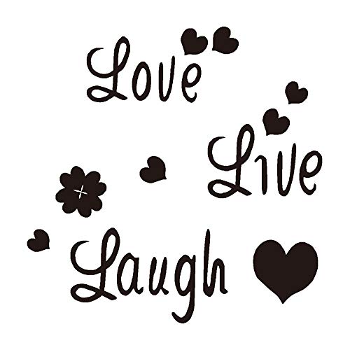 LZYMSZ 3D Acrylic Mirror Wall Decor Sticker, DIY Art Self-Adhesive Love Live Laugh Heart Mirror Combination 3D Mirror Wall Stickers Home Decoration (Small Black)