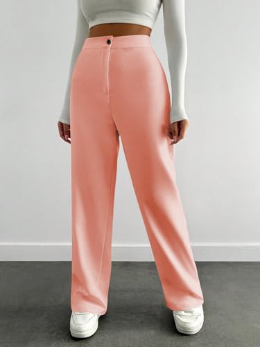 Image of Toochki Trousers for Woman Pants Women's Formal Office Korean | Beige Black Track Pant | Straight | Cotton Spandex Stretchable Trouser | High-Waisted Bottom Wear
