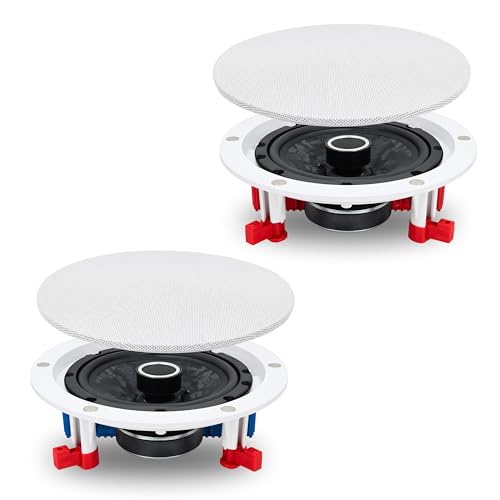 Image of Powerlink 9 inch Bluetooth Ceiling Speaker Pack of 2 (1 Master + 1 Receiver) 80W RMS (40W Each), Multi Wireless Speaker Connectivity, Built-in Amplifier, 2-Way Stereo Sound for Home, Office, Gym.