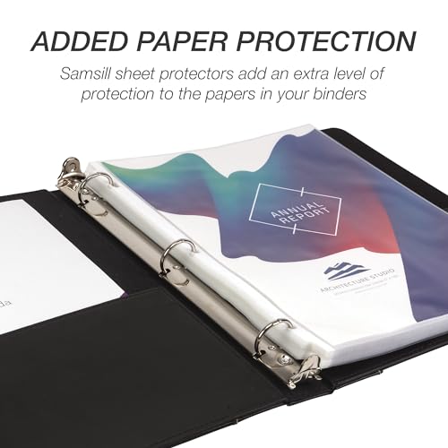 Samsill 15710 1 Inch 3 Ring Binder, Leather, Black With Contrast Stitching, 8.5 X 11 Inch, 3 Rings, Notebook Binder, Portfolio Organizer thumb #4