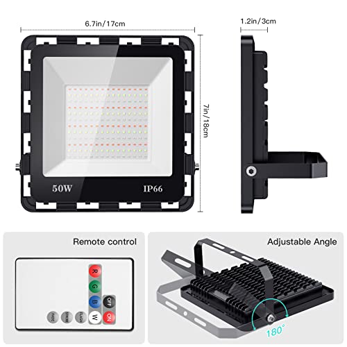 Turbo Sii Led Flood Light Outdoor, 500W Rgb Color Changing Landscape Lighting With Remote,3 Modes,Ip66 Waterproof,Us 3-Plug(Pack Of 2) #TOP7