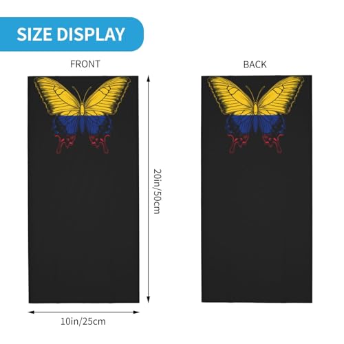 Colombia Colombian Flag Butterfly Neck Gaiter Balaclava Face Mask for Men Women Patriotic Design Seamless Bandana Cover Scarf Headwear Headband Head Wrap White3