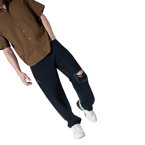 Image of Hubberholme Men's Knee Distressed Loose Fit Jeans