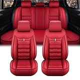 に適用レクサス CT CT200h ZWA10型 2011年1月~2022年11月 車用シートカバー シートクッション5席 セット レザー素材 タイプ 全天候型 カーシートカバー 防水防汚 防臭機能 滑り止め加工 簡単取り付け(赤,CT CT200H)