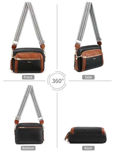 Image of Small Leather Crossbody Bags for Women Anti theft Purses and Handbag Shoulder Hangbag with Wide Strap Tassel