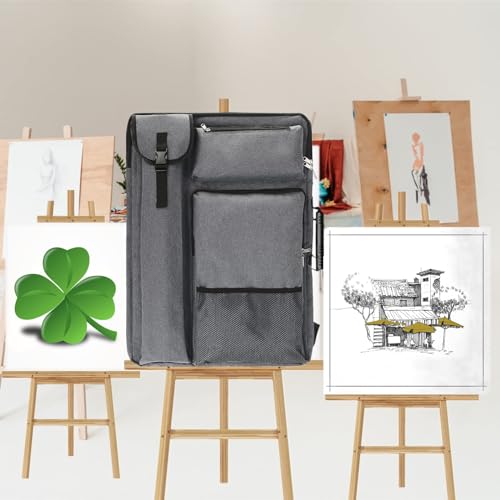 Image of TreochtFUN Art Portfolio Case 19 x 25 - Large Drawing Portfolio with Backpack & Tote Bag for Artist Supplies (Gray)