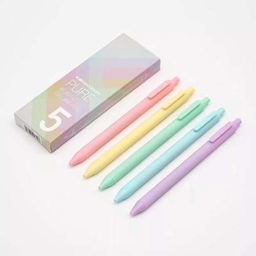 NINGSA Pure Retractable Gel Ink Pens Macarons Color Black Ink 0.5mm Extra Fine Point 5-Pack(macaron body - black ink