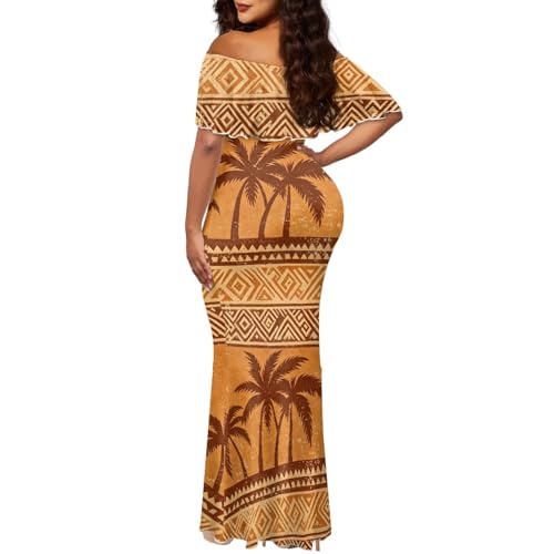 Image of Polynesian for Women S-7XL Off Shoulder Maxi Dress Hawaiian Summer Dresses