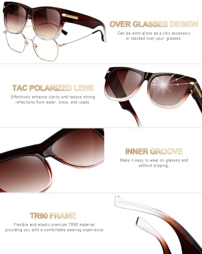 Image of KANASTAL Over Glasses Sunglasses Square Fit Over Polarized Sunglasses UV400