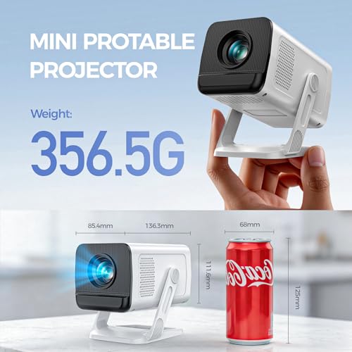 Image of Mini Portable Projector with 4K Support, Bluetooth 5.4 WIFI6, Android 14 Smart Projector 200 ANSI, Android 11, 180 Rotation , Auto Keystone Correction Video Projector