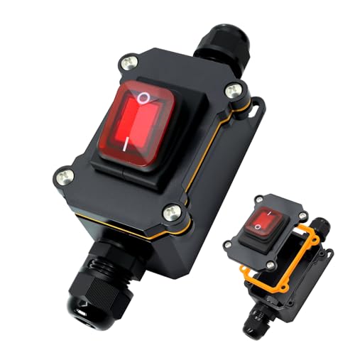 Wasserdichter Inline Schalter Binghe 12-24V 20A IP67 wasserdichter inline schalter Schalter Wasserdicht mit Kontrollleuchte Schalter Kabelschalter Geeignet für Wasserdichter Schalter Außeneinsatz