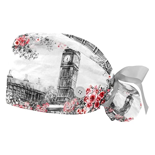 Casquettes de travail ajustables JDEZ avec chapeaux bouffants à fleurs