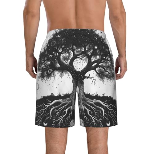 Men's Quick Dry Swim Shorts Tree of Life Moon Sun Stars Galaxies Cosmic Mystical Beach Trunks with Pockets2
